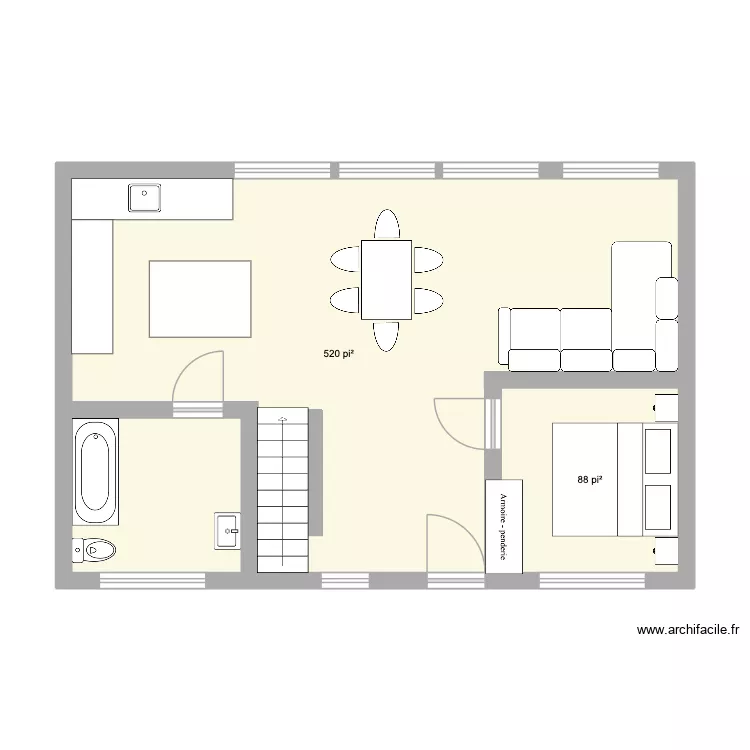 Chalet3. Plan de 2 pièces et 56 m² Chalet3. Plan de 2 pièces et 56 m²