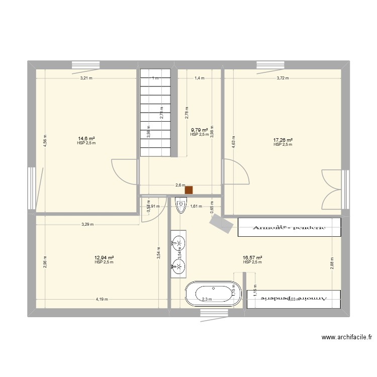 etage draft. Plan de 5 pièces et 71 m2