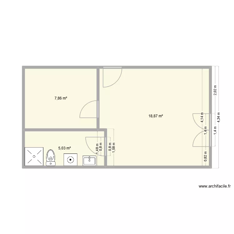 Stains Appt 03. Plan de 3  et 32 m²
