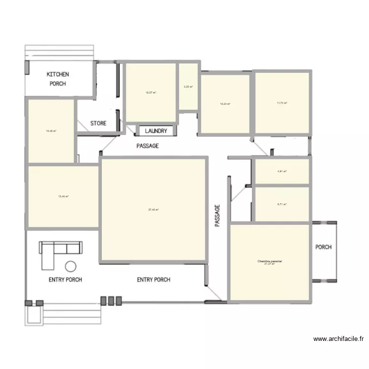 Plan maison tchibanga. Plan de 10  et 132 m²