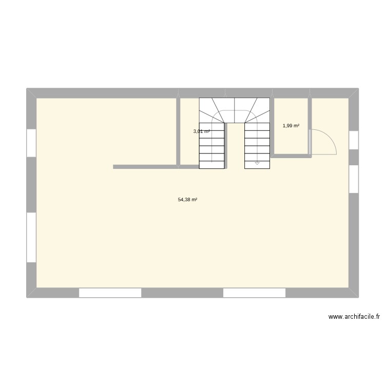 tourette. Plan de 3 pièces et 59 m2