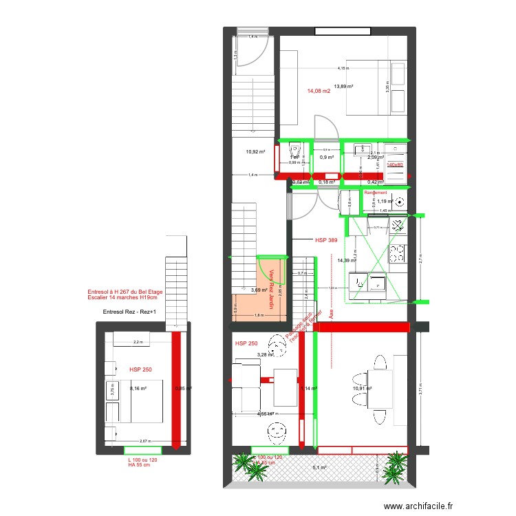 Mélèzes 82 Bel Etage Def V2. Plan de 18 pièces et 83 m2