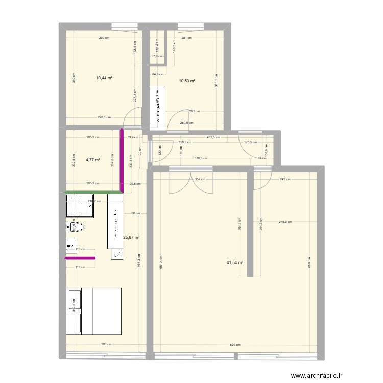 Salle de bain. Plan de 5 pièces et 93 m2