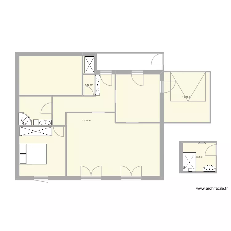 Bran. Plan de 4 pièces et 88 m²