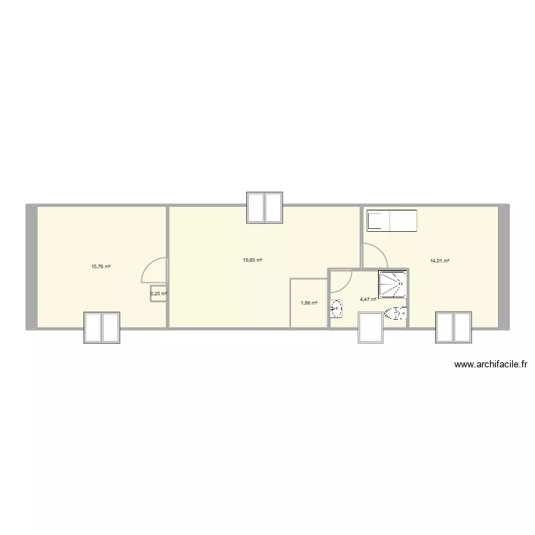 &eacute;tage. Plan de 6  et 56 m²