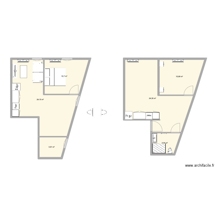 Appartement 2. Plan de 6 pièces et 78 m2