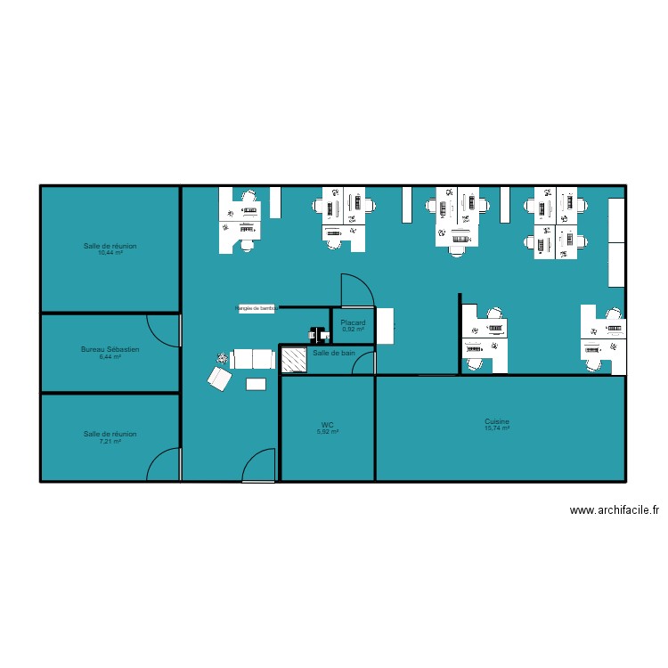 Locaux Aurélien 3. Plan de 8 pièces et 102 m2
