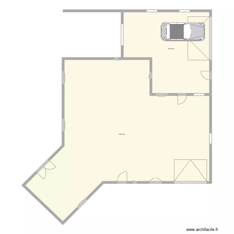 futur garage. Plan de 2  et 202 m²