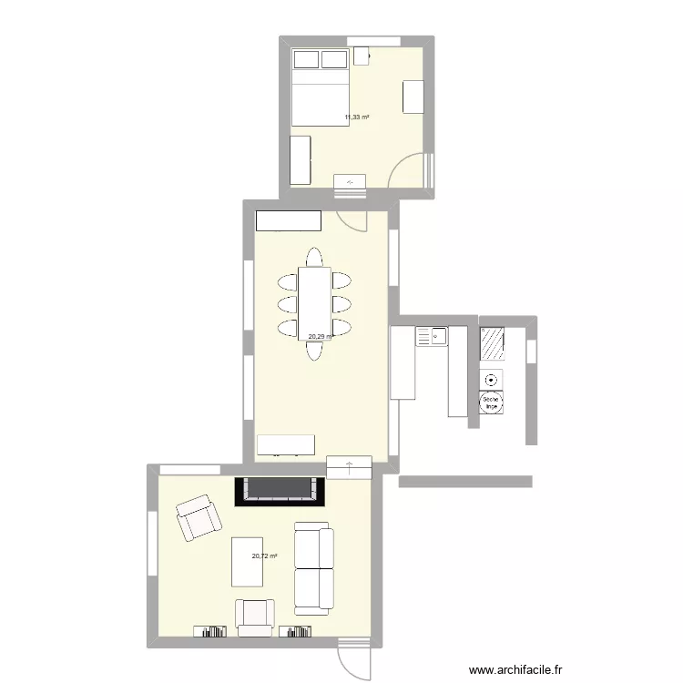pujols vie. Plan de 3 pièces et 52 m²