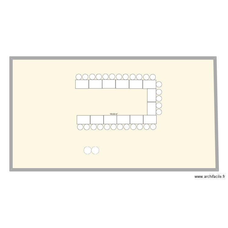 baptm. Plan de 1 pièce et 186 m2