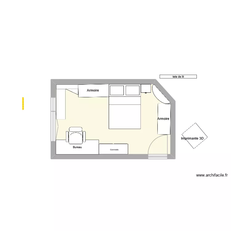 Chambre. Plan de 1 et 15 m² Chambre. Plan de 1 et 15 m²