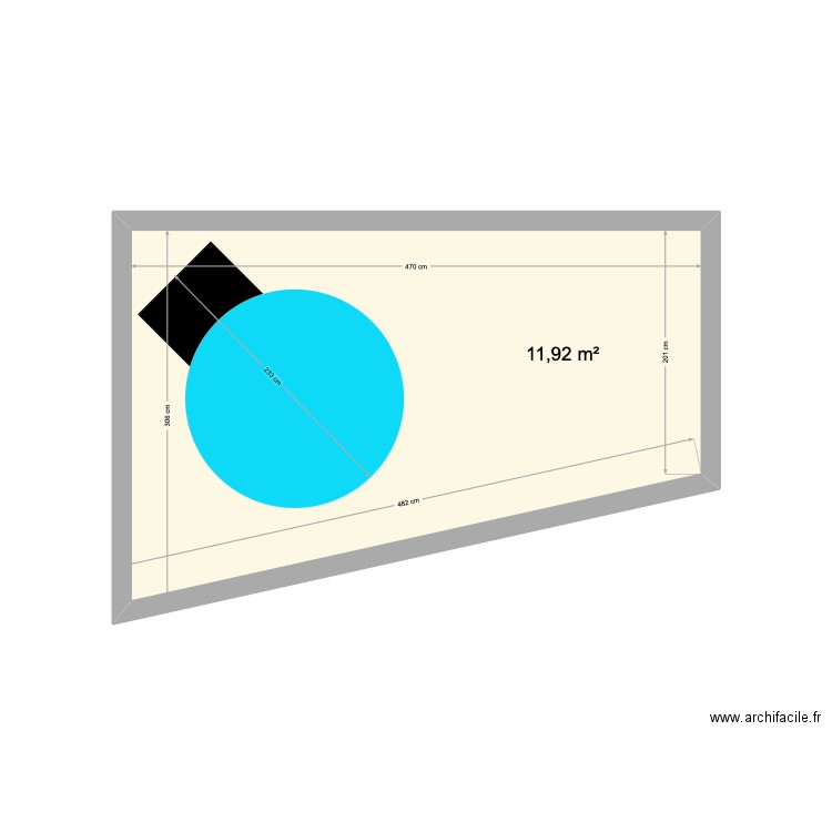 BAIN NORDIQUE. Plan de 1 pièce et 12 m2