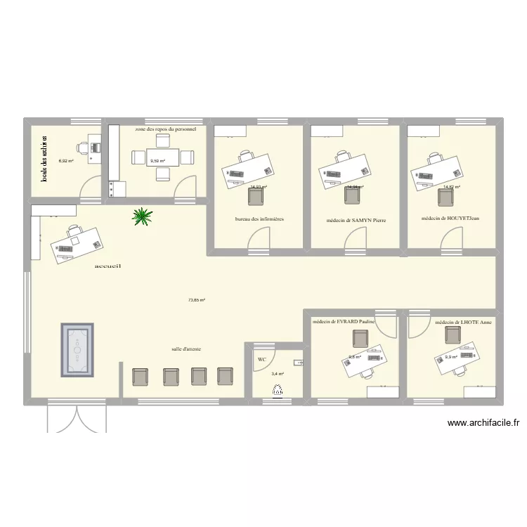 centre médical de maisières. Plan de 9 Pièces et 158 m² centre médical de maisières. Plan de 9 Pièces et 158 m²
