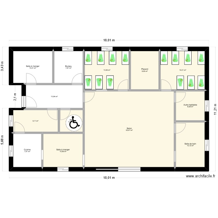 mc2. Plan de 13 pièces et 170 m2