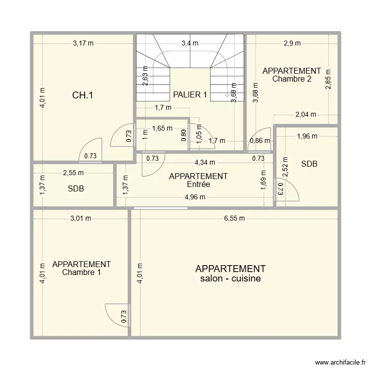 ETAGE 1. Plan de 9  et 89 m²