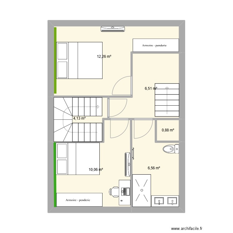 maison R+1 bis. Plan de 6 pièces et 40 m2