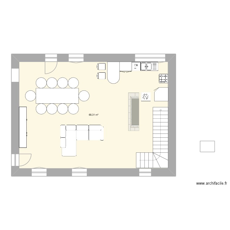 Tannières2b. Plan de 1 pièce et 68 m2