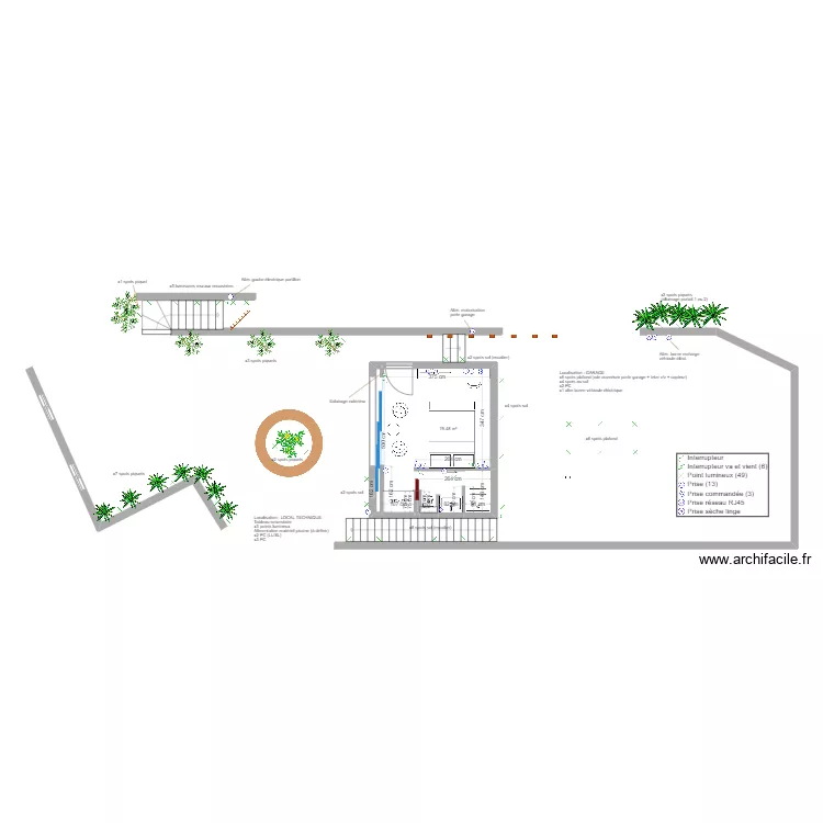 Roc Mer Studio + Ext&eacute;rieur RDJ - Electricit&eacute;. Plan de 
