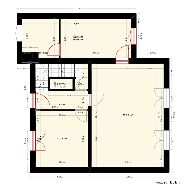 RDC maison ben daali champigny sur marne. Plan de 5 pièces et 64 m2