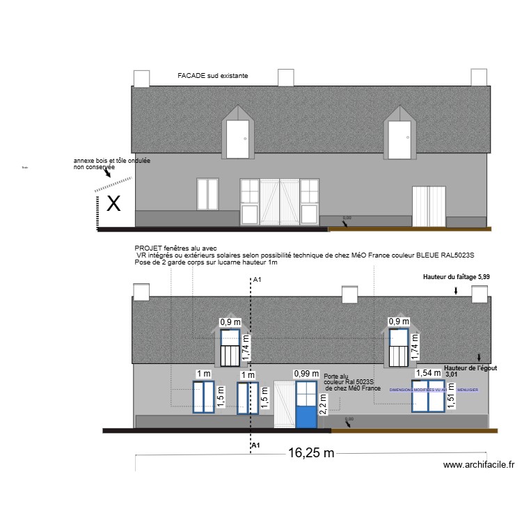 Projet facade FENETRE A MODIFIER. Plan de 0 pièce et 0 m2