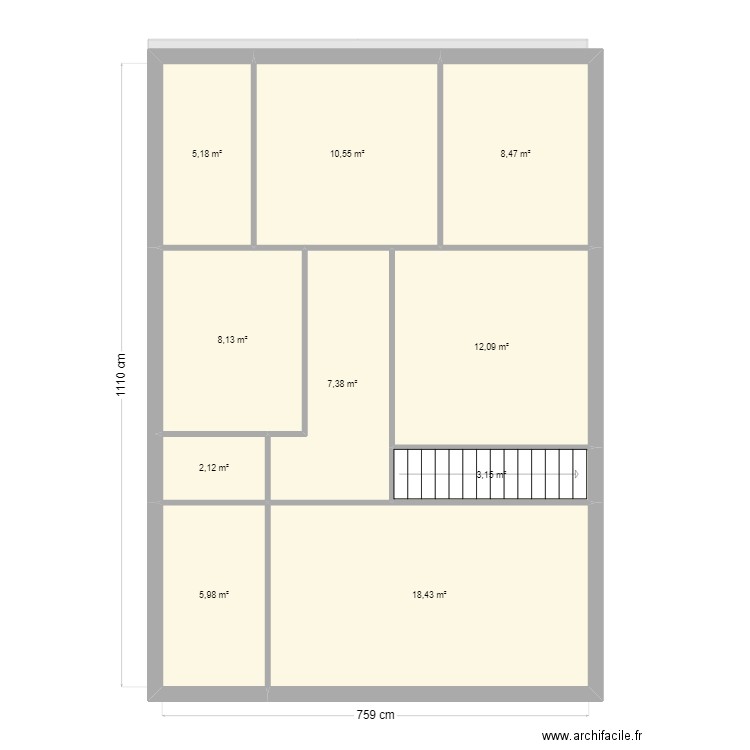 cakmak. Plan de 17 pièces et 170 m2