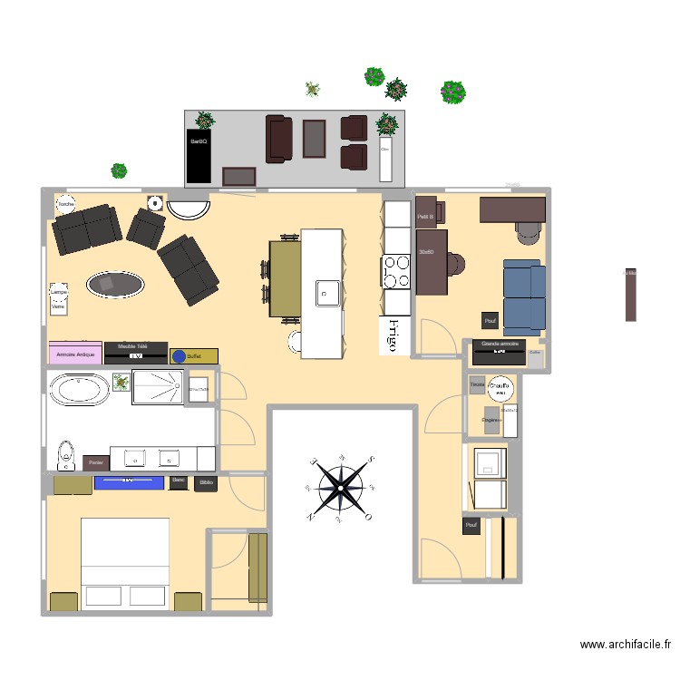 215 Final. Plan de 11 pièces et 84 m2