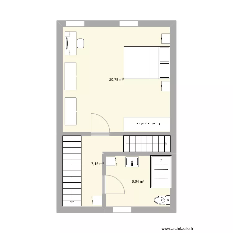 Plan n&ordm;3. Plan de 3  et 34 m²