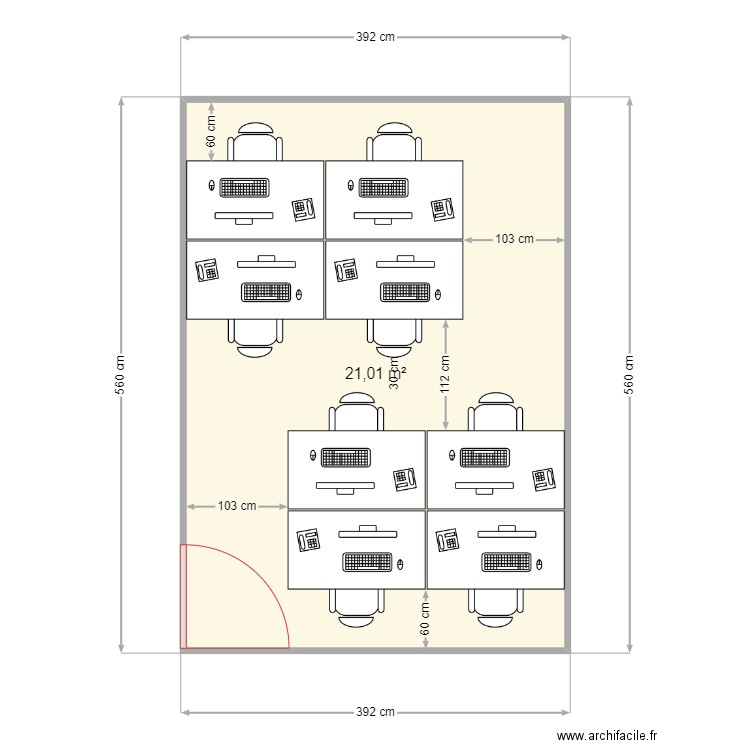 salle reuniion umg. Plan de 1 pièce et 21 m2