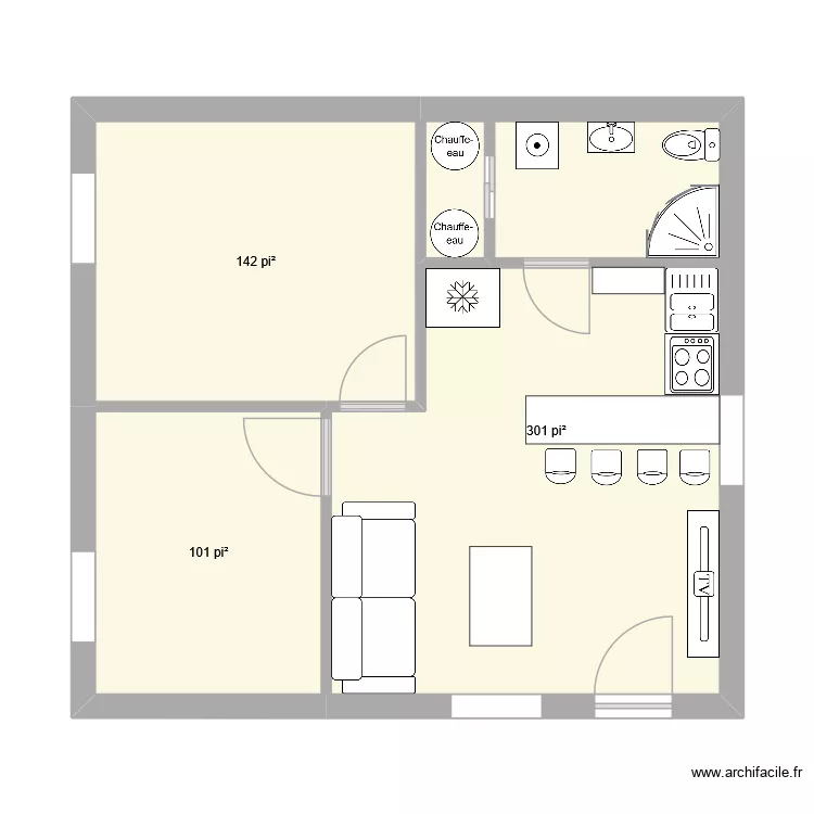 Maison karla V0. Plan de 3  et 51 m²