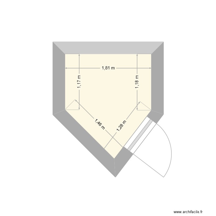 Balcon Apt 14 Rt 1. Plan de 1 pièce et 3 m2