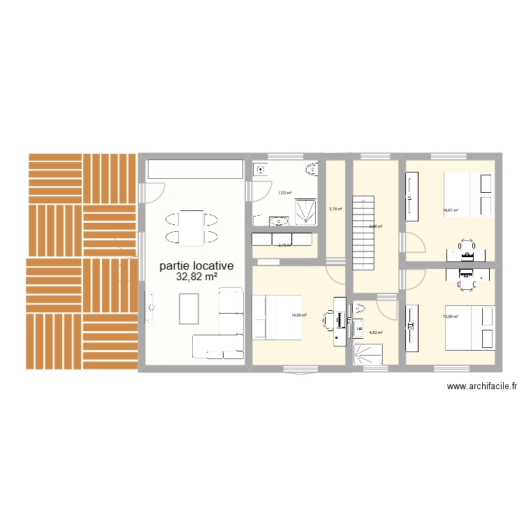 maison nassogne etage. Plan de 9 pièces et 104 m2