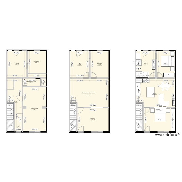 Verdun quad. Plan de 18 pièces et 203 m2