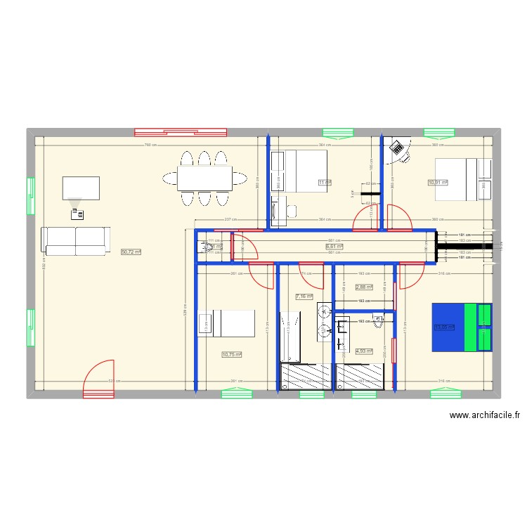 120.68m2 ss garage . Plan de 11 pièces et 121 m2