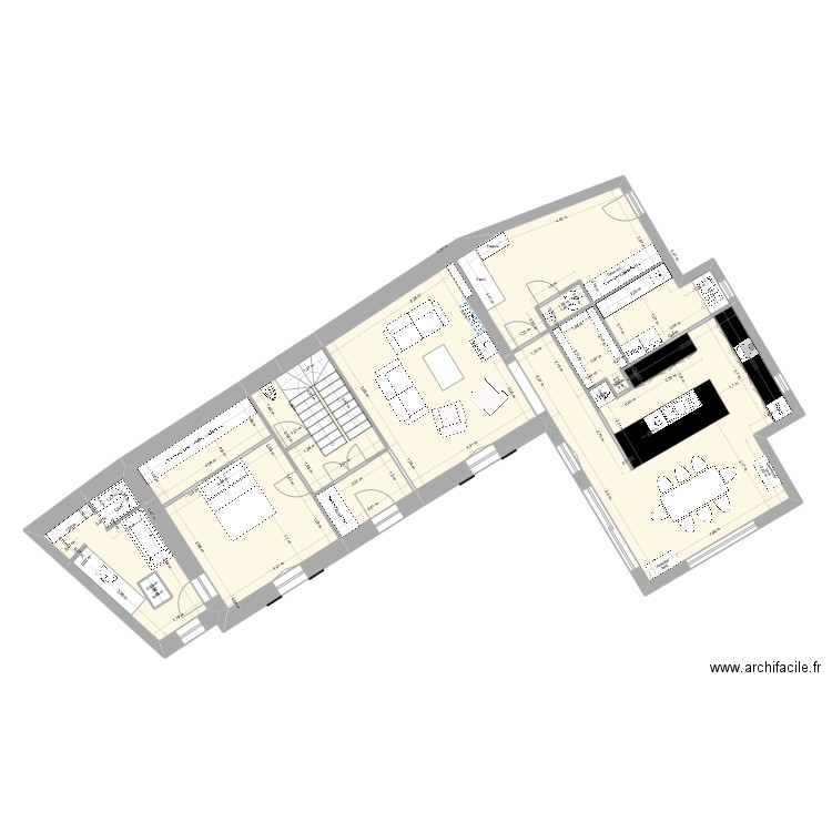 Perros Le Gac  cuisine 2. Plan de 9 pièces et 132 m2