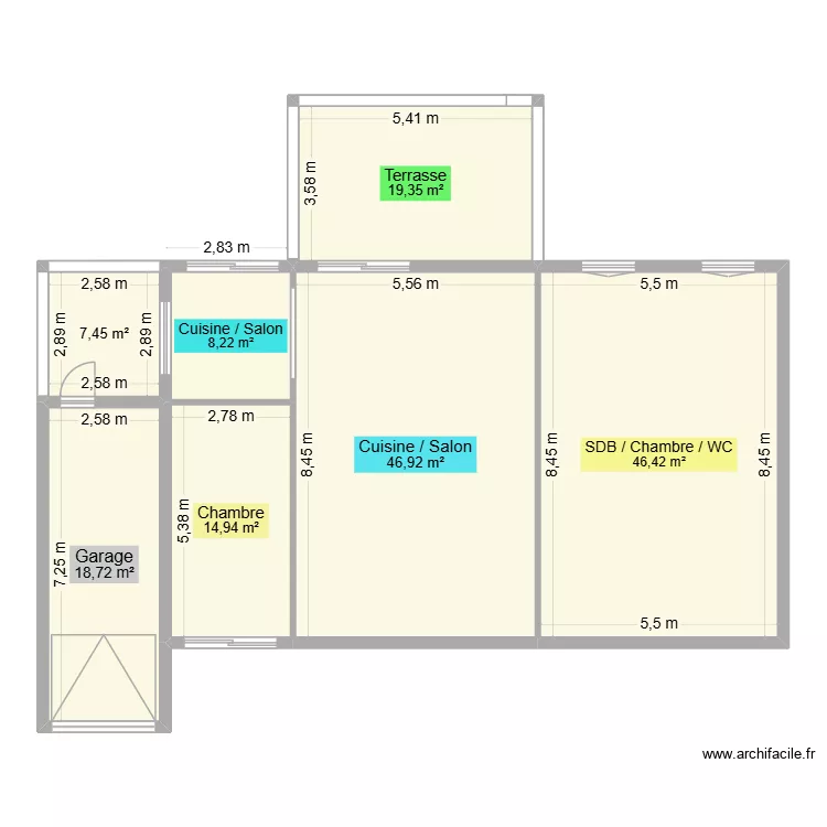 GARAGE. Plan de 7  et 162 m²
