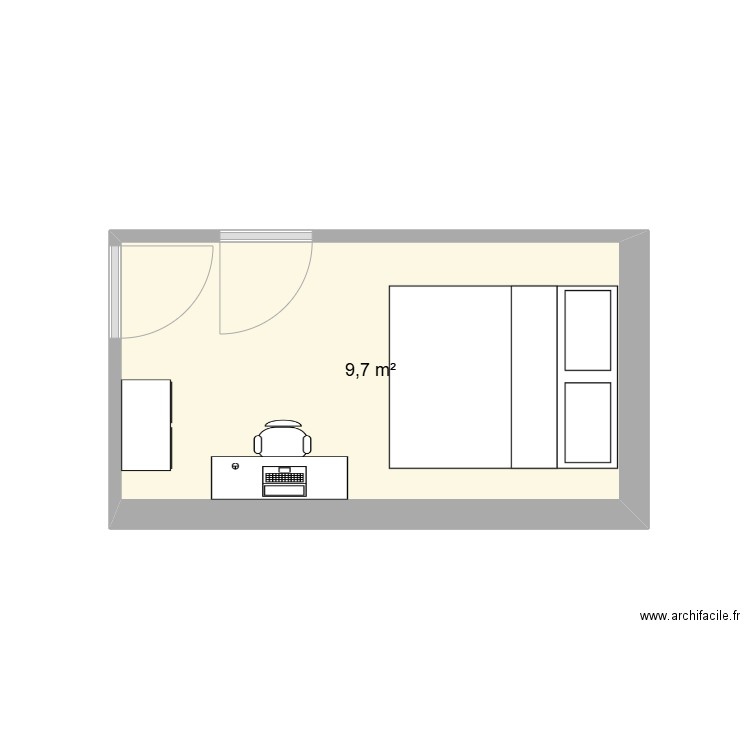 chambre de garde. Plan de 1 pièce et 10 m2