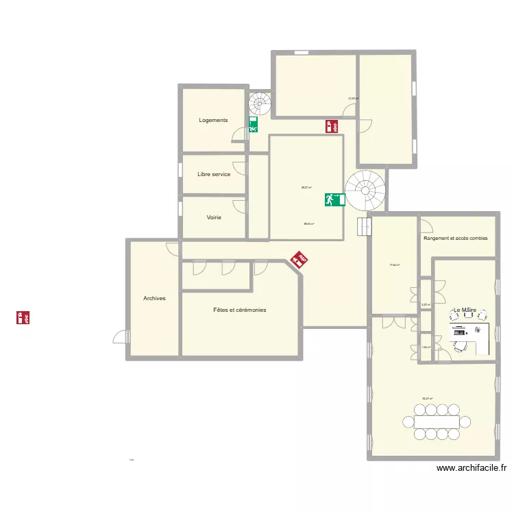Mairie de Bornel 1er &eacute;tage. Plan de 