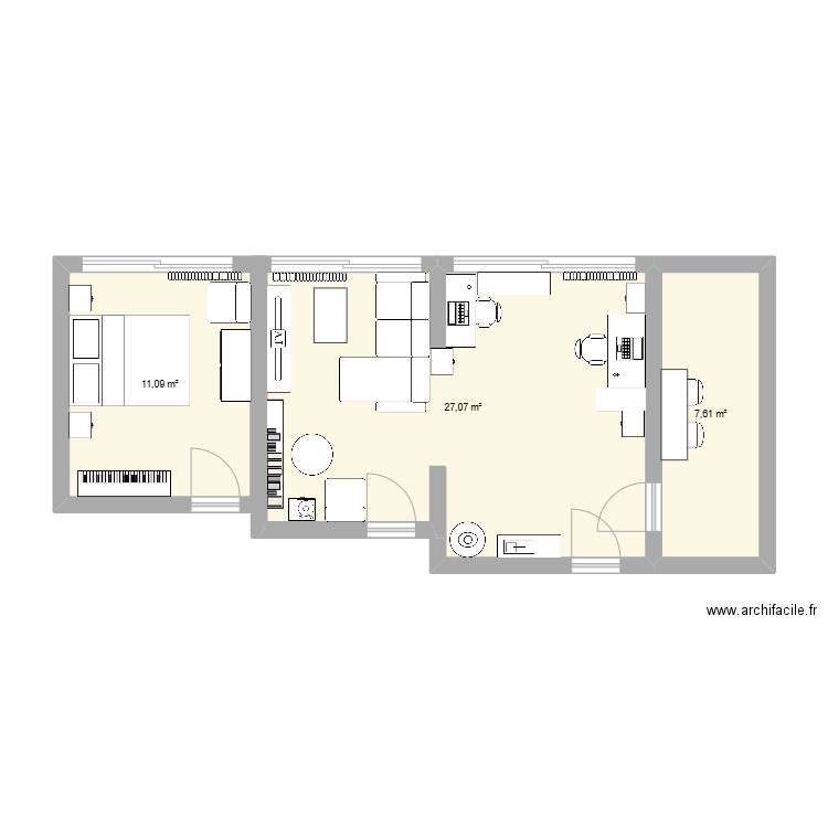 buisson v2. Plan de 3 pièces et 46 m2