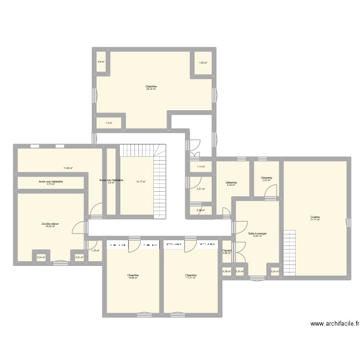 guidel étage. Plan de 25 pièces et 180 m2
