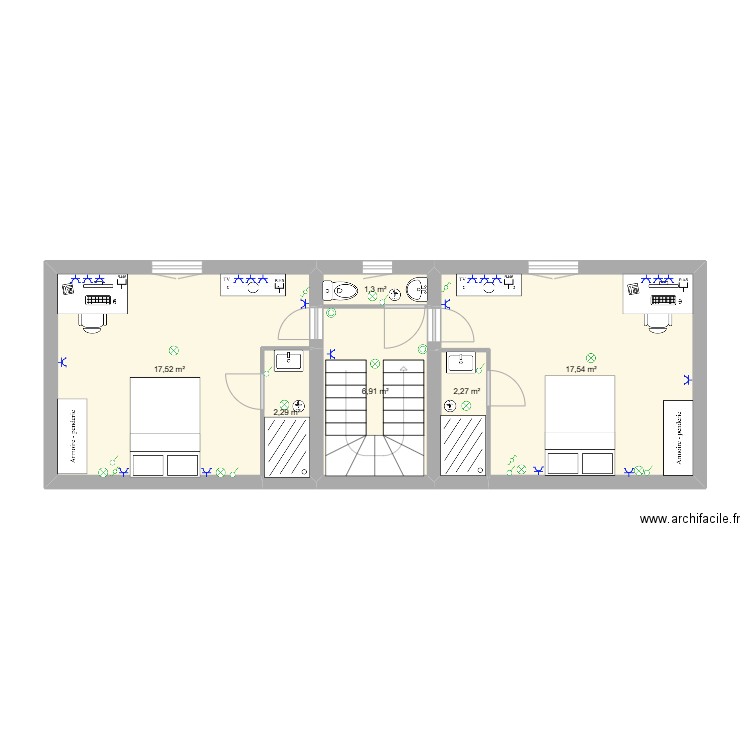 Projet audrieu 3. Plan de 13 pièces et 100 m2