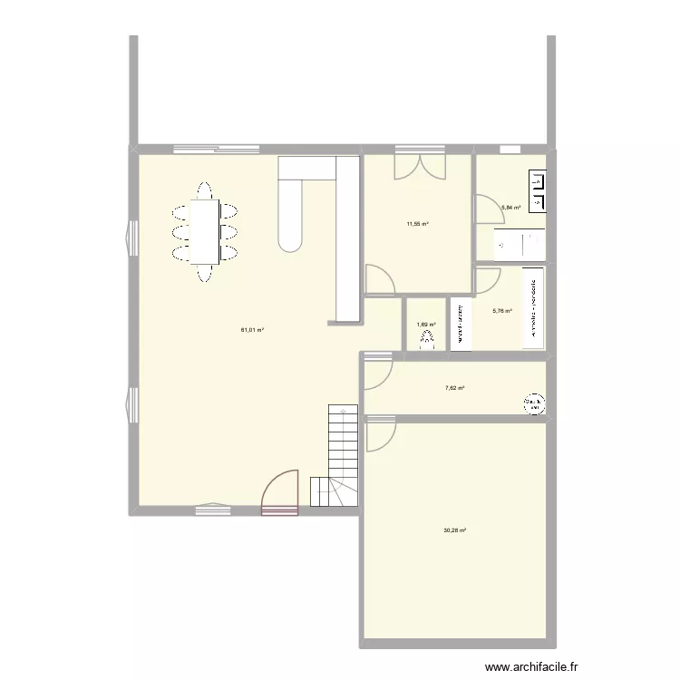 La croix. Plan de 7 pièces et 124 m²