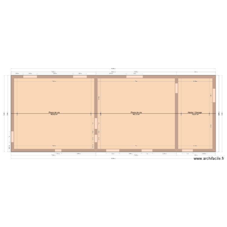 projet 2 bis - avec plafond cathédrale - fermette au dessus du garage. Plan de 3 pièces et 111 m2