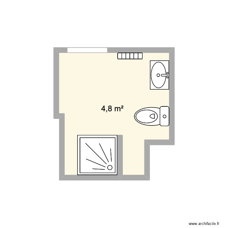 SDB. Plan de 1 pièce et 5 m2