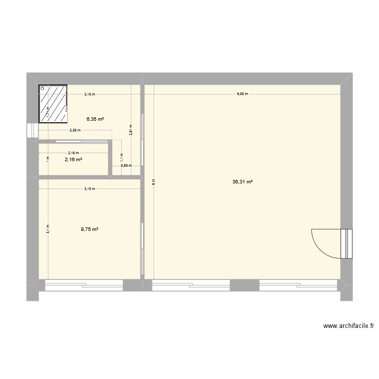 Plan technique 2. Plan de 4 pièces et 55 m2