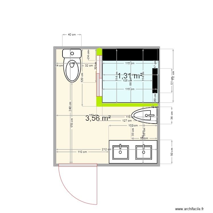 PLAN SALLE DE BAIN 22. Plan de 0 pièce et 0 m2