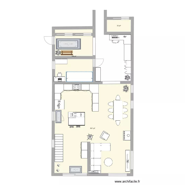 1e &eacute;tage- avec cuisine. Plan de 