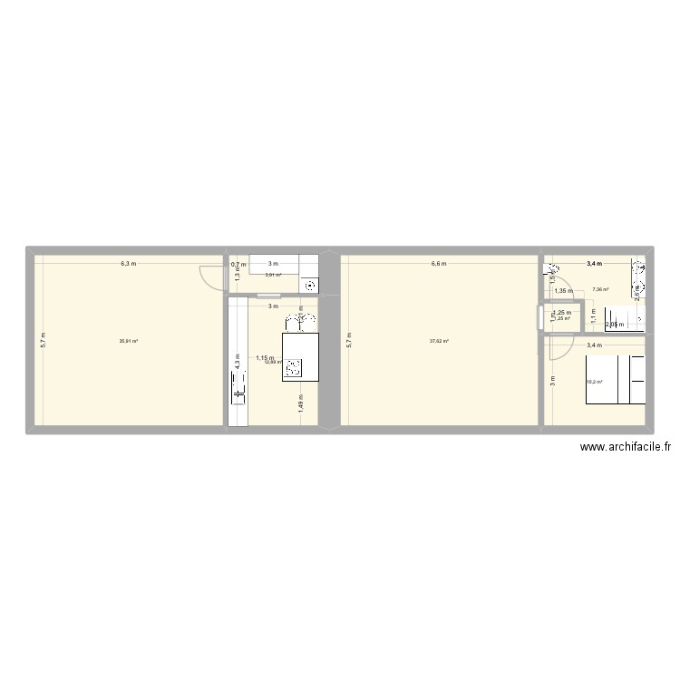 ETALLERIE 2. Plan de 7 pièces et 109 m2