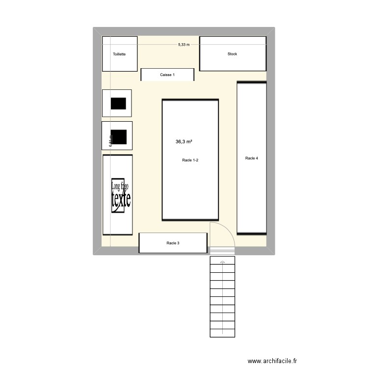 Plan fruit et legume. Plan de 1 pièce et 36 m2