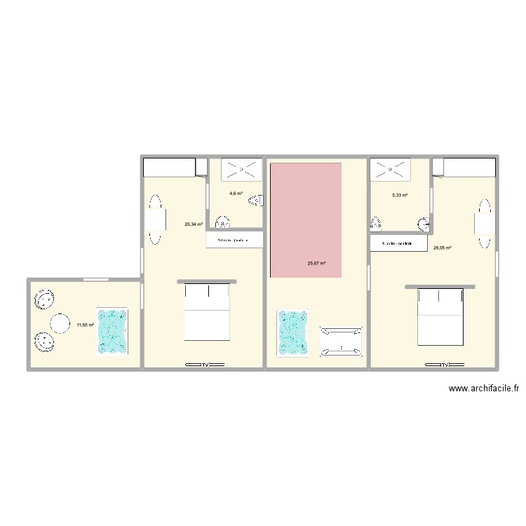 MAISON LOUIS. Plan de 6 pièces et 99 m2