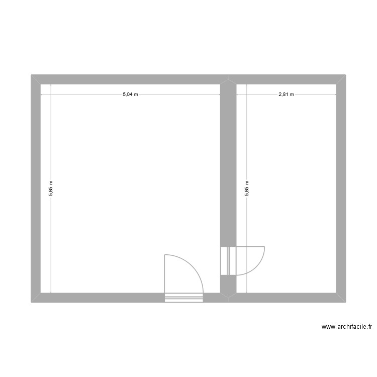 couse buanderie. Plan de 2 pièces et 46 m2
